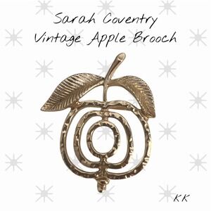 Sarah Coventry Gold Tone Apple Brooch Signed Vintage 1.5"